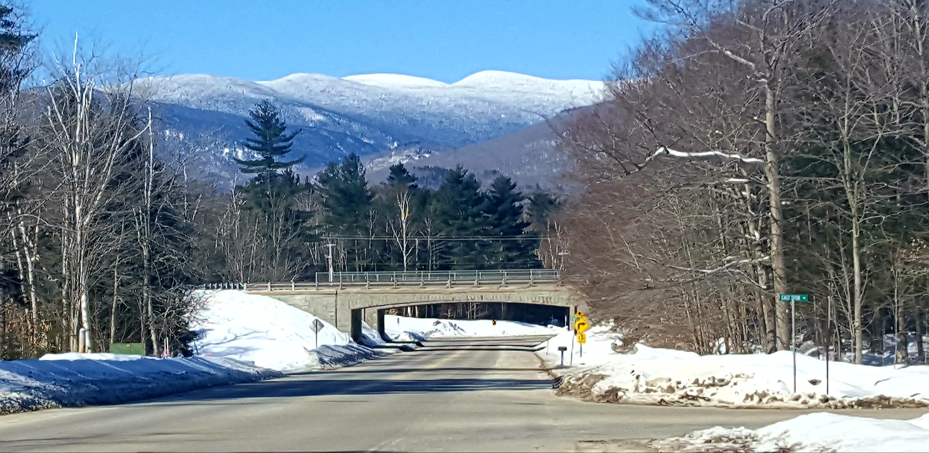 Connector road, bridge and mountains.